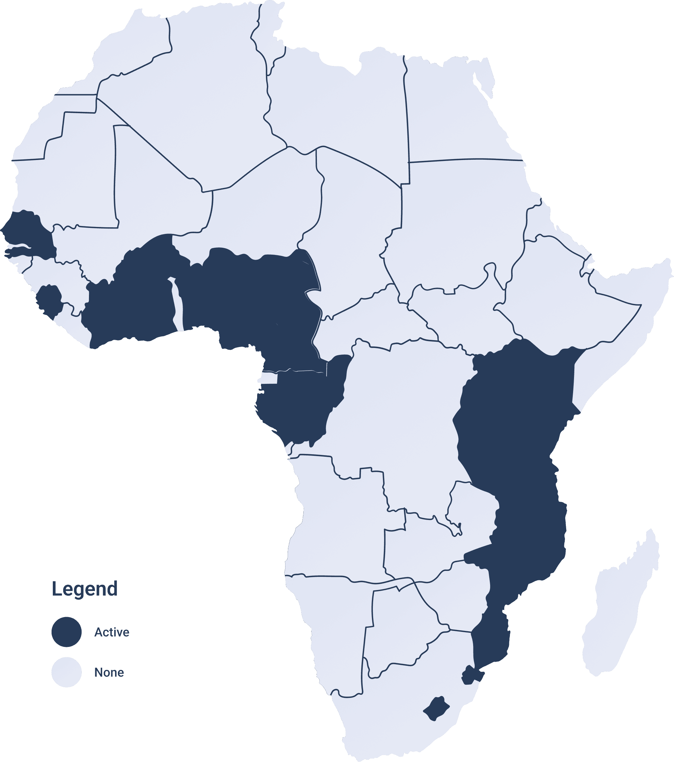 Map of Africa showing mobile money coverage
